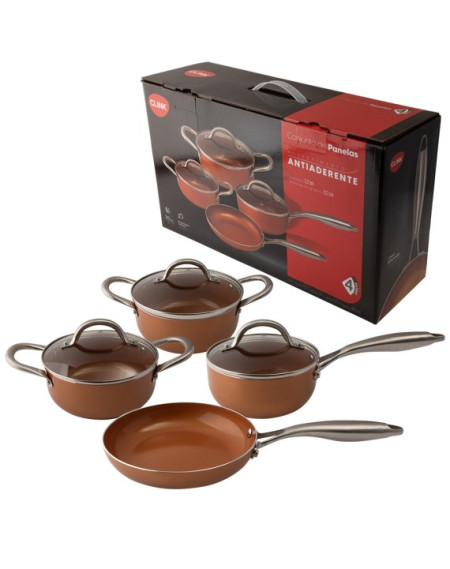 Jogo panela cobre ceramica 04 pcs - Loja Apolo