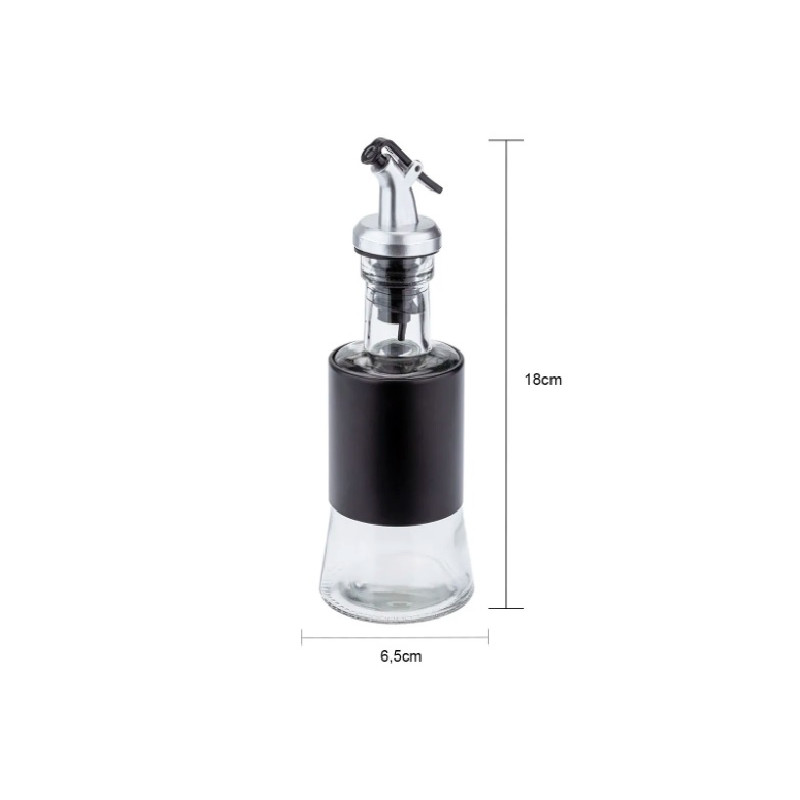 Galheteiro com bico dosador vidro revestimento preto 200 ml - Loja Apolo