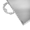 Bandeja retangular com grade - alça - espelho - 40 x 30 cm é fabricada em prata apolo de excelente qualidade. Elegância e Brilho