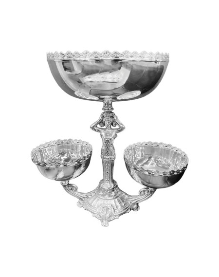 Fruteira deusa mirtes prata apolo Ø25/Ø18x34cm é fabricada em Prata Apolo de altíssima qualidade. Alta durabilidade.
