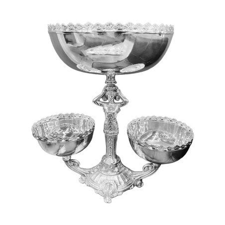 Fruteira deusa mirtes prata apolo Ø25/Ø18x34cm é fabricada em Prata Apolo de altíssima qualidade. Alta durabilidade.
