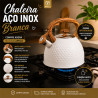 Chaleira apito aço inox branca 3 litros - Loja Apolo
