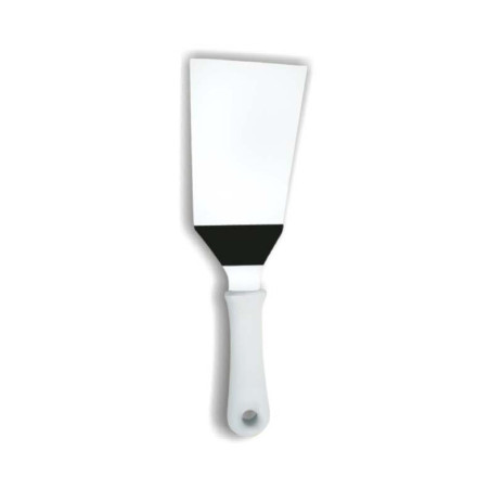 Espátula Curva 60mm Inox Cabo Branco Profissional 26x6cm