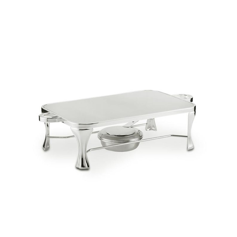 Rechaud Chapa Retangular c/ 1 Aquecedor Prata Apolo 38x25cm