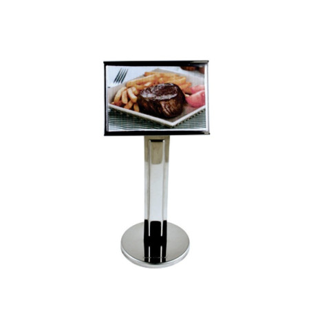 Display grande p/ Cardápios em Aço Inox 8x19cm