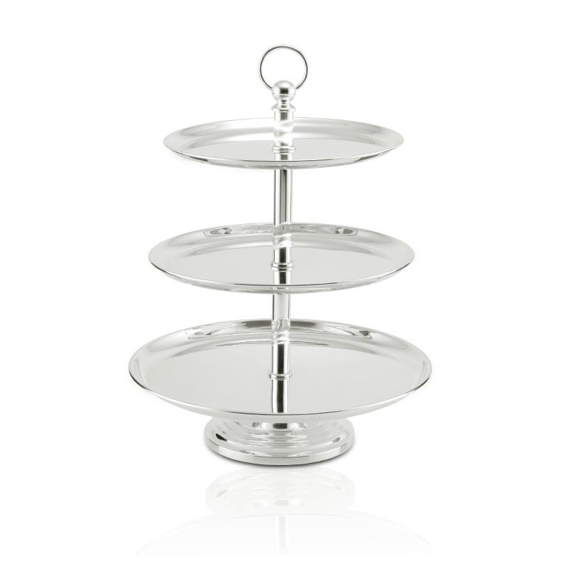 Doceira de Prata Redonda 3 Andares Prata Apolo 54cm