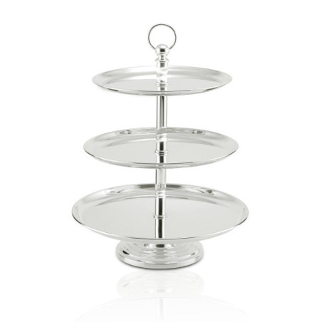Doceira de Prata Redonda 3 Andares Prata Apolo 54cm