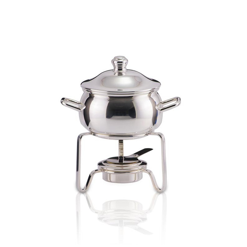 Rechaud c/ Mini Panela c/ Alças e Concha Prata Apolo 500ml