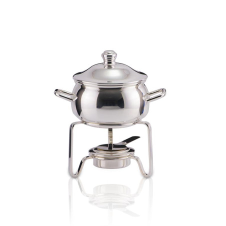 Rechaud c/ Mini Panela c/ Alças e Concha Prata Apolo 500ml