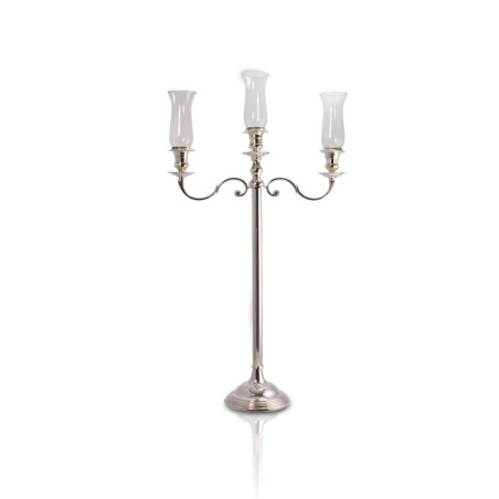 Candelabro Hotel Liso p/ 3 Velas Prata Apolo 100cm