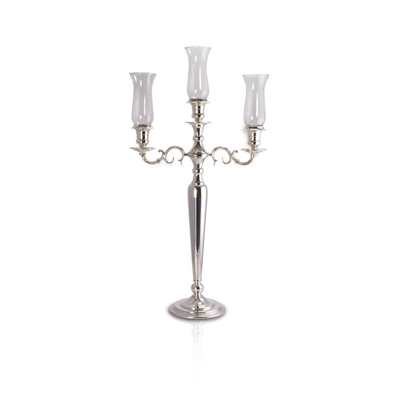 Candelabro Apolo p/ 3 Velas Prata Apolo 85cm
