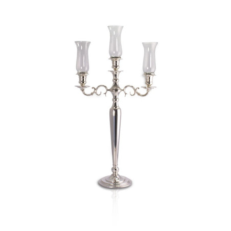 Candelabro Apolo p/ 3 Velas Prata Apolo 85cm