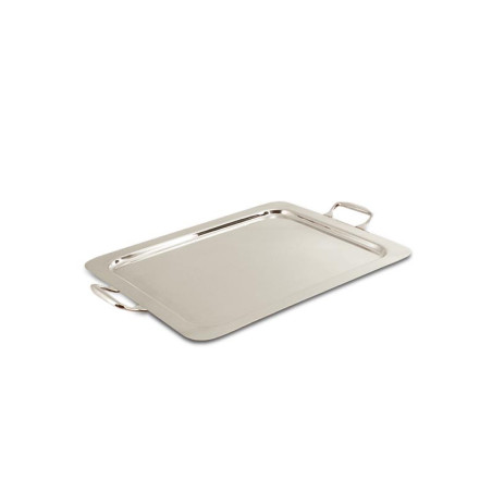 Bandeja Retangular c/ Alças em Prata Apolo 42x33cm