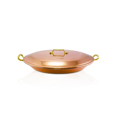 Paellera em Cobre Com Tampa e Alça Grande