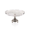 Prato Cristal Redondo c/ Base Trabalhada Prata Apolo Ø30x18cm