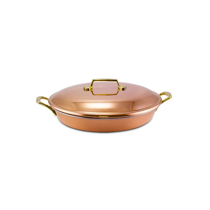 Panela Paellera com Alças e Tampa Cobre Apolo Ø33 x 8cm