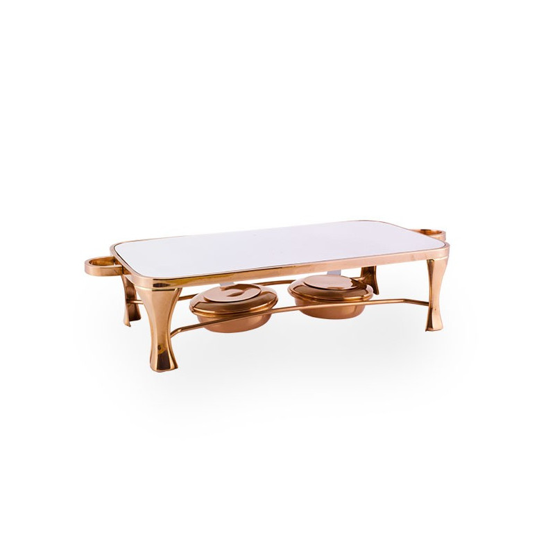 Rechaud Ret. em Cobre Apolo c/ Chapa e 2 Aquecedores 45x25x12cm