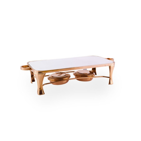 Rechaud Ret. em Cobre Apolo c/ Chapa e 2 Aquecedores 45x25x12cm