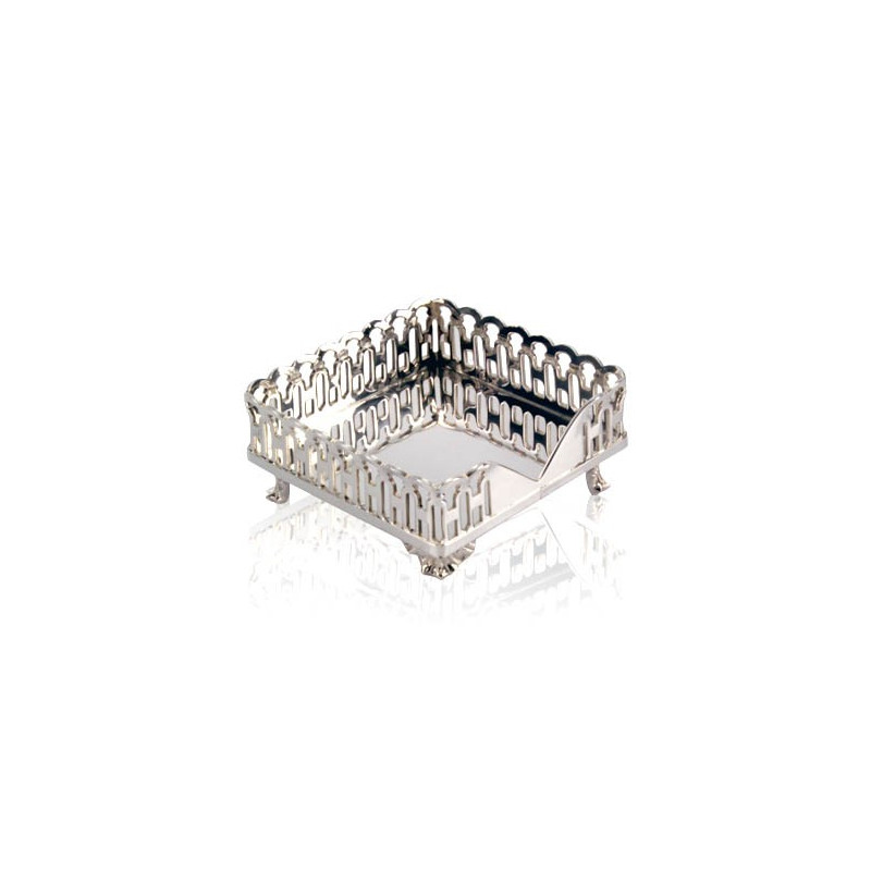 Porta Guardanapo Quadrado Prata Apolo c/ Grade e Pés 12cm