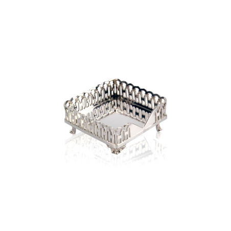 Porta Guardanapo Quadrado Prata Apolo c/ Grade e Pés 12cm