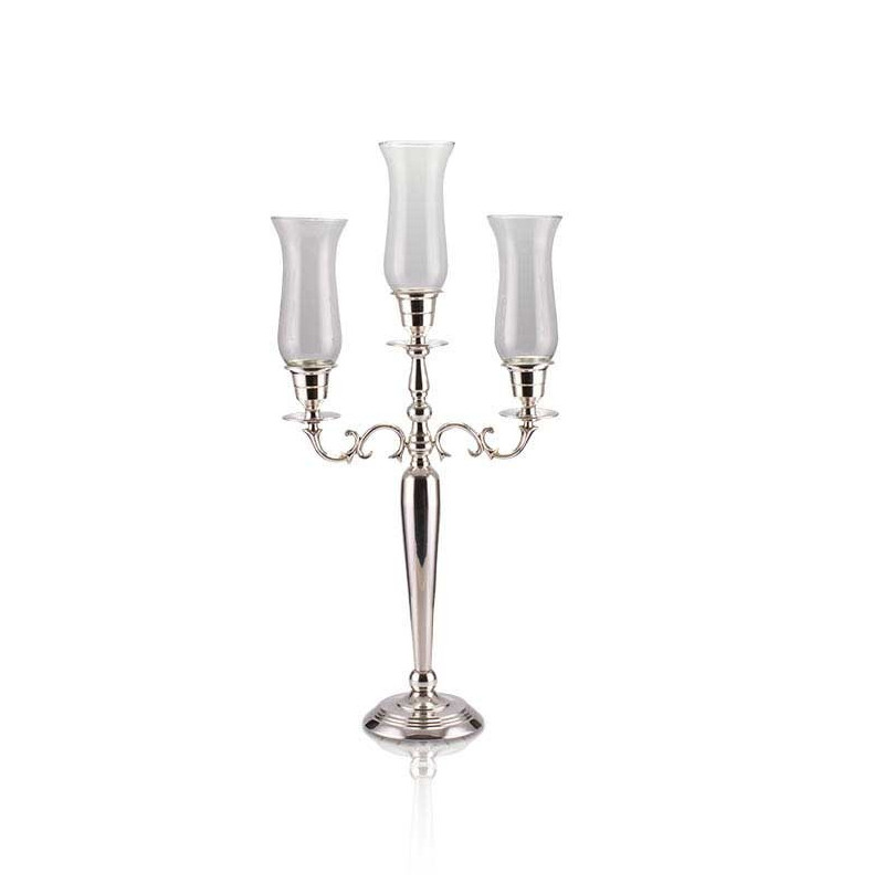 Candelabro Apolo p/ 3 Velas Prata Apolo 55cm