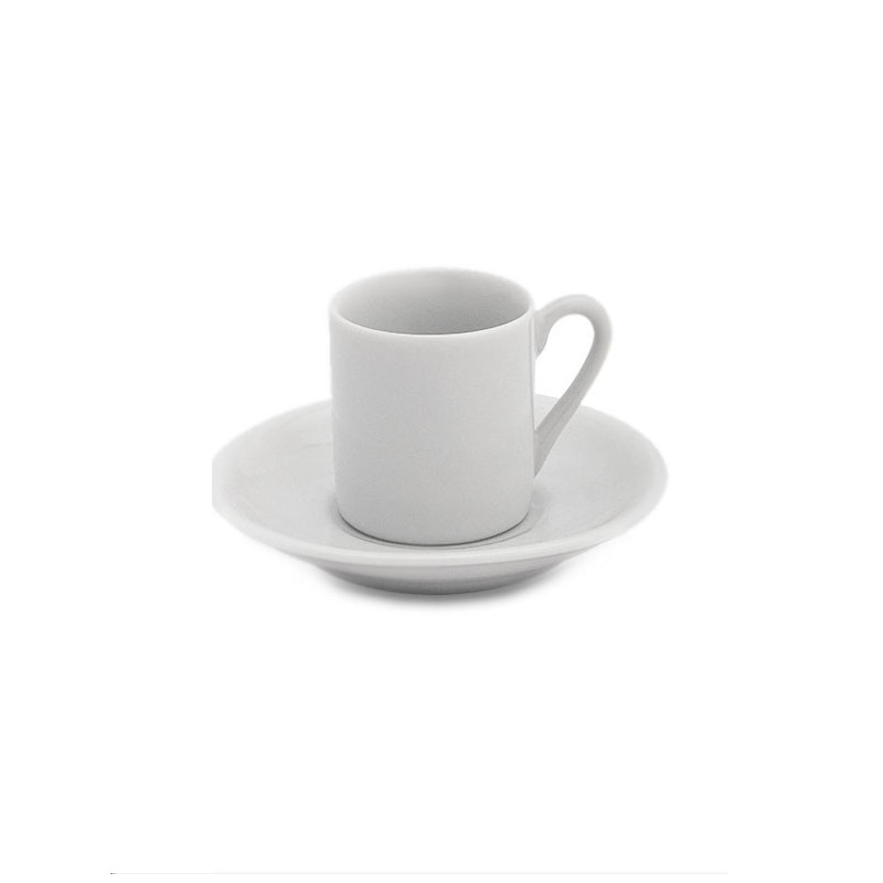 Xícara Café c/ Pires Tradicional Porcelana Branca Geni 55ml
