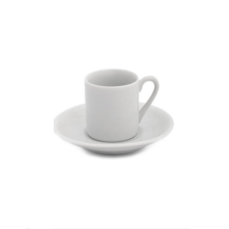 Xícara Café c/ Pires Tradicional Porcelana Branca Geni 55ml