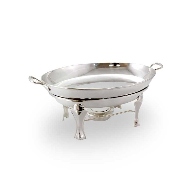 Rechaud Oval Banho Maria pequeno Prata Apolo 37x27x22cm Alt
