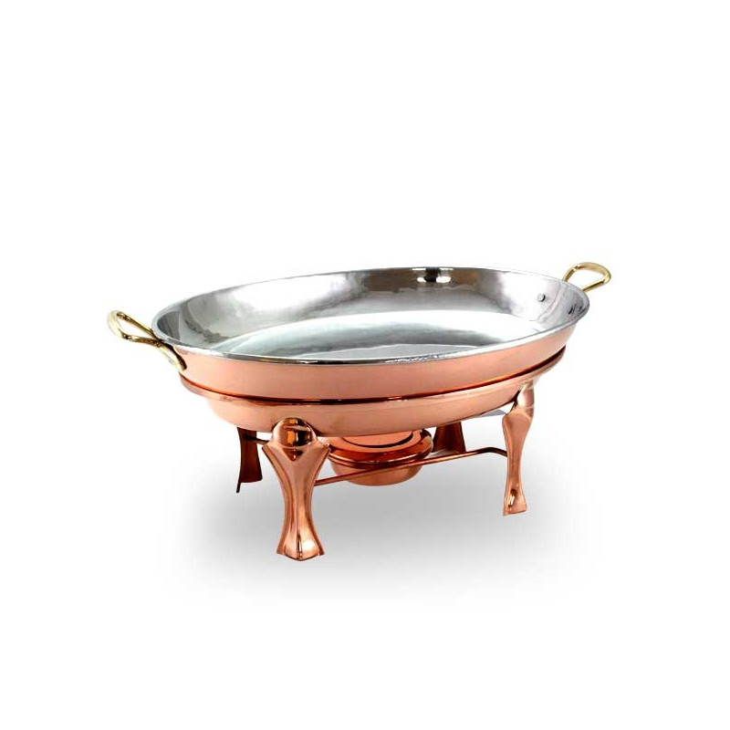 Rechaud Oval Banho Maria médio Cobre Apolo 47x35x22cm Alt