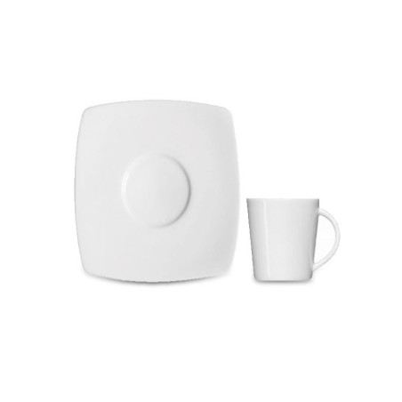 Xícara Café com Pires Square Porcelana Branca Germer 90ml
