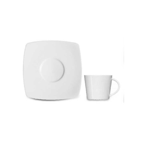 Xícara Chá com Pires Square Porcelana Branca Germer 185ml