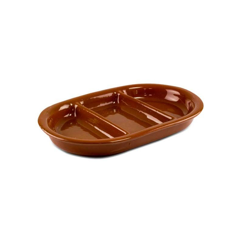 Travessa Oval Baixa com 2 Divisórias Cerâmica 42cm