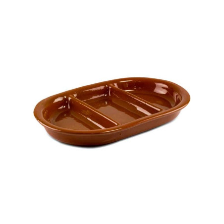 Travessa Oval Baixa com 2 Divisórias Cerâmica 42cm