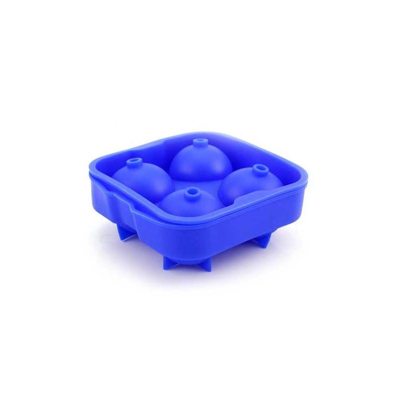 Forma de Gelo em Silicone Esférica 04 Cavidades Azul