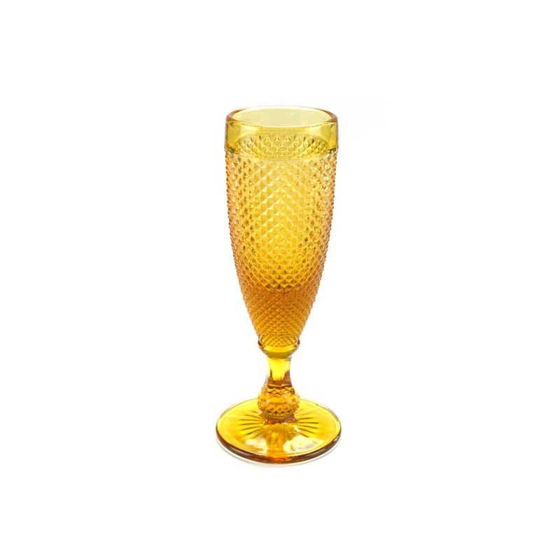Taça de Champanhe Bico de Jaca Ambar 6 unidades