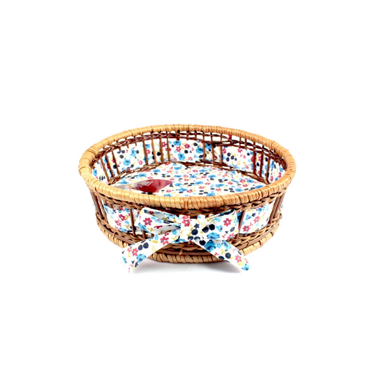 Cesta Redonda com Tecido 23x7cm Azul