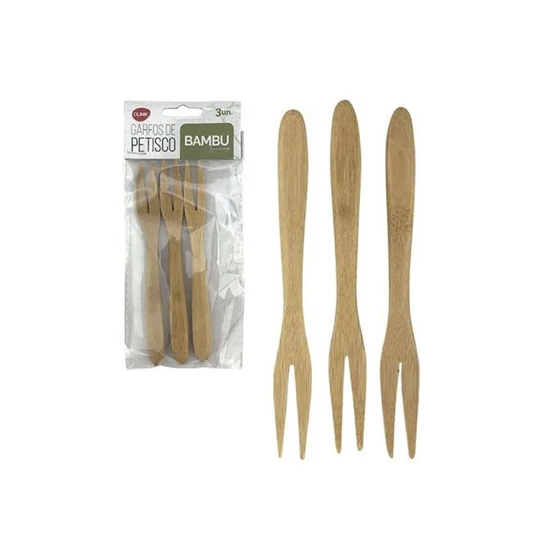 Garfos para Petiscos Kit com 3 peças Bambo
