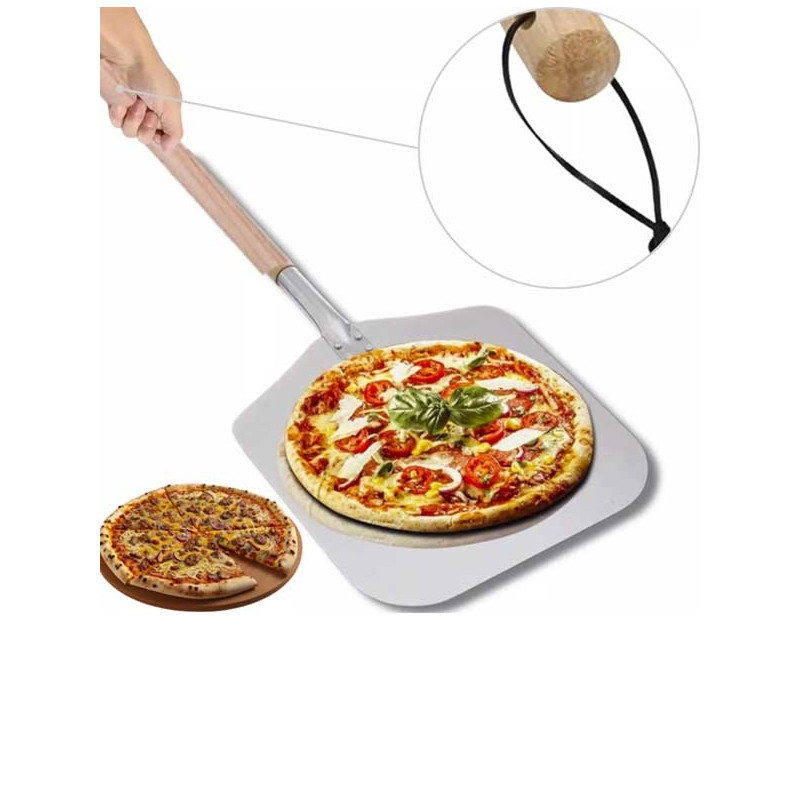 Pá Para Pizza Cabo de Madeira Aço Inox 30 cm