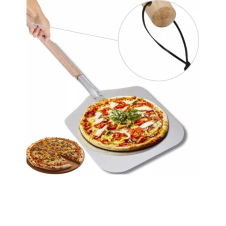 Pá Para Pizza Cabo de Madeira Aço Inox 30 cm