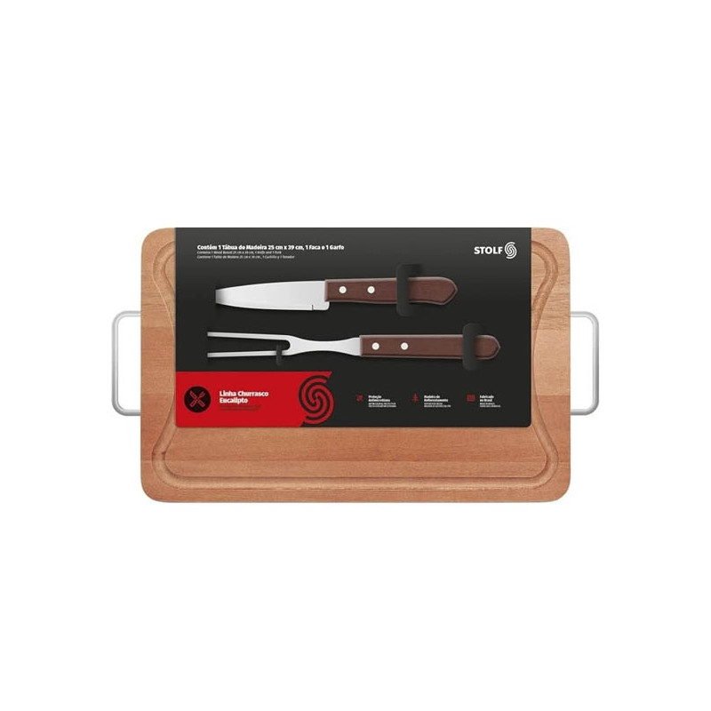 Kit Churrasco Tábua com Garfo e Faca