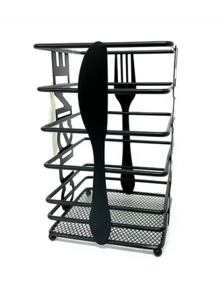 Porta Talher Aco Inox Preto