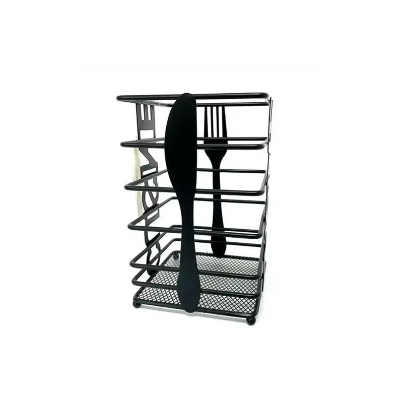 Porta Talher Aco Inox Preto
