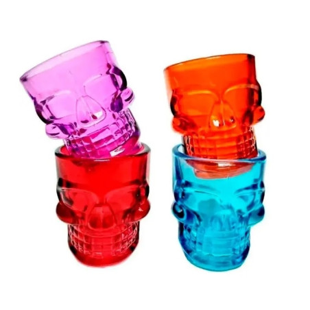 Jg de Copos Caveira Dose Color 42 ml 4 peças