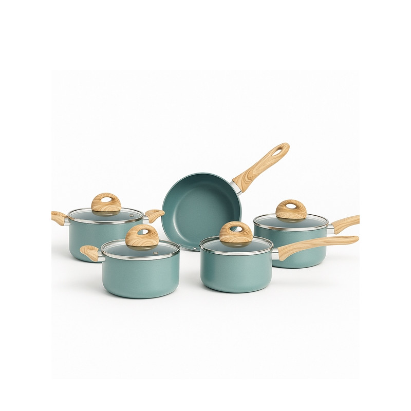 Jogo De Panela 5 Pcs Ceramica E Indução Botanika Verde
