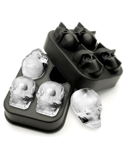 Forma de Gelo em Silicone Esférica 04 Cavidades Caveira