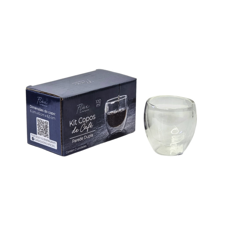 Kit copo parede dupla vidro borossilicato 02 pcs 100ml - Loja Apolo