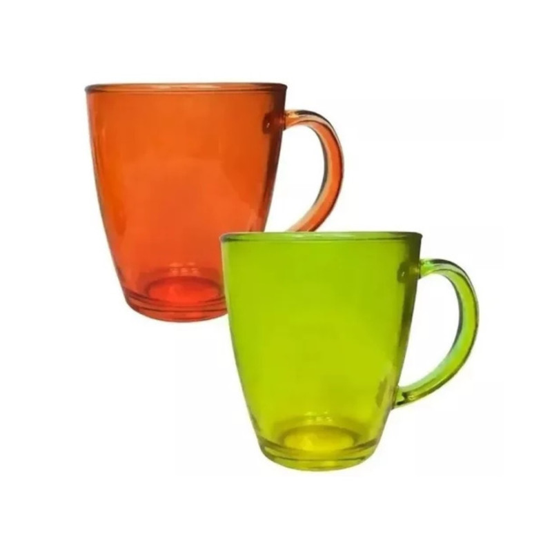 Kit caneca de vidro coloridas 02 pecas 350ml - Loja Apolo